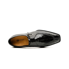 Black Crocodile Monk Strap Shoe DIVINCH