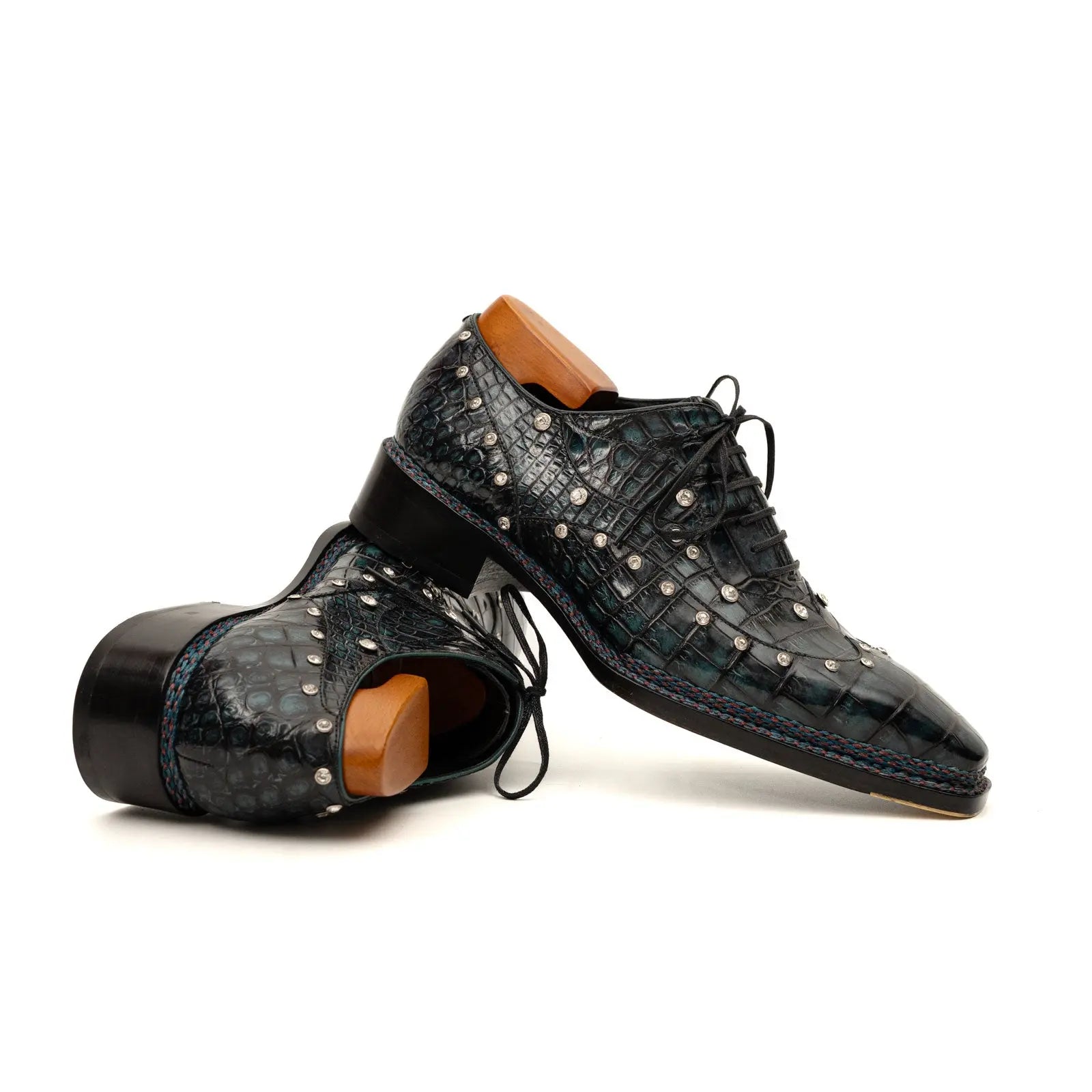 Black Crocodile Norwegian Oxford Shoes DIVINCH