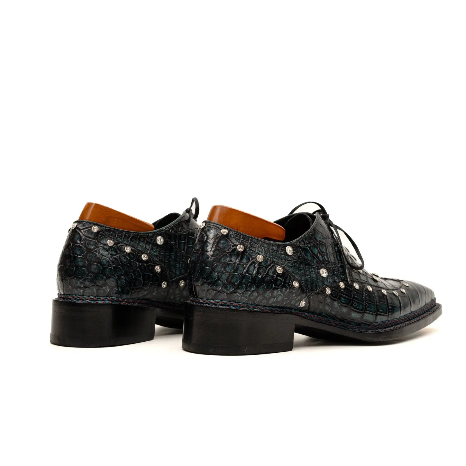 Black Crocodile Norwegian Oxford Shoes DIVINCH