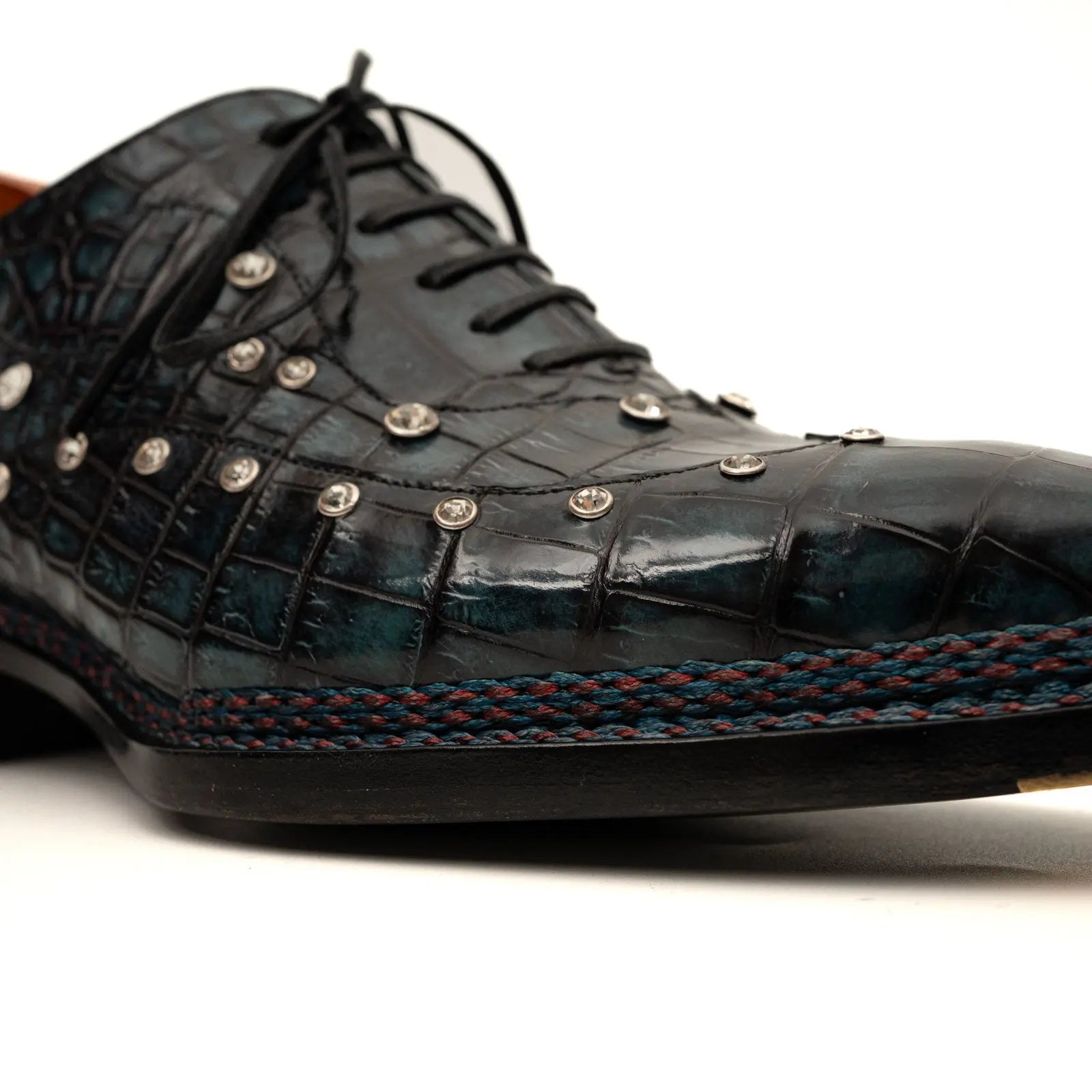 Black Crocodile Norwegian Oxford Shoes DIVINCH