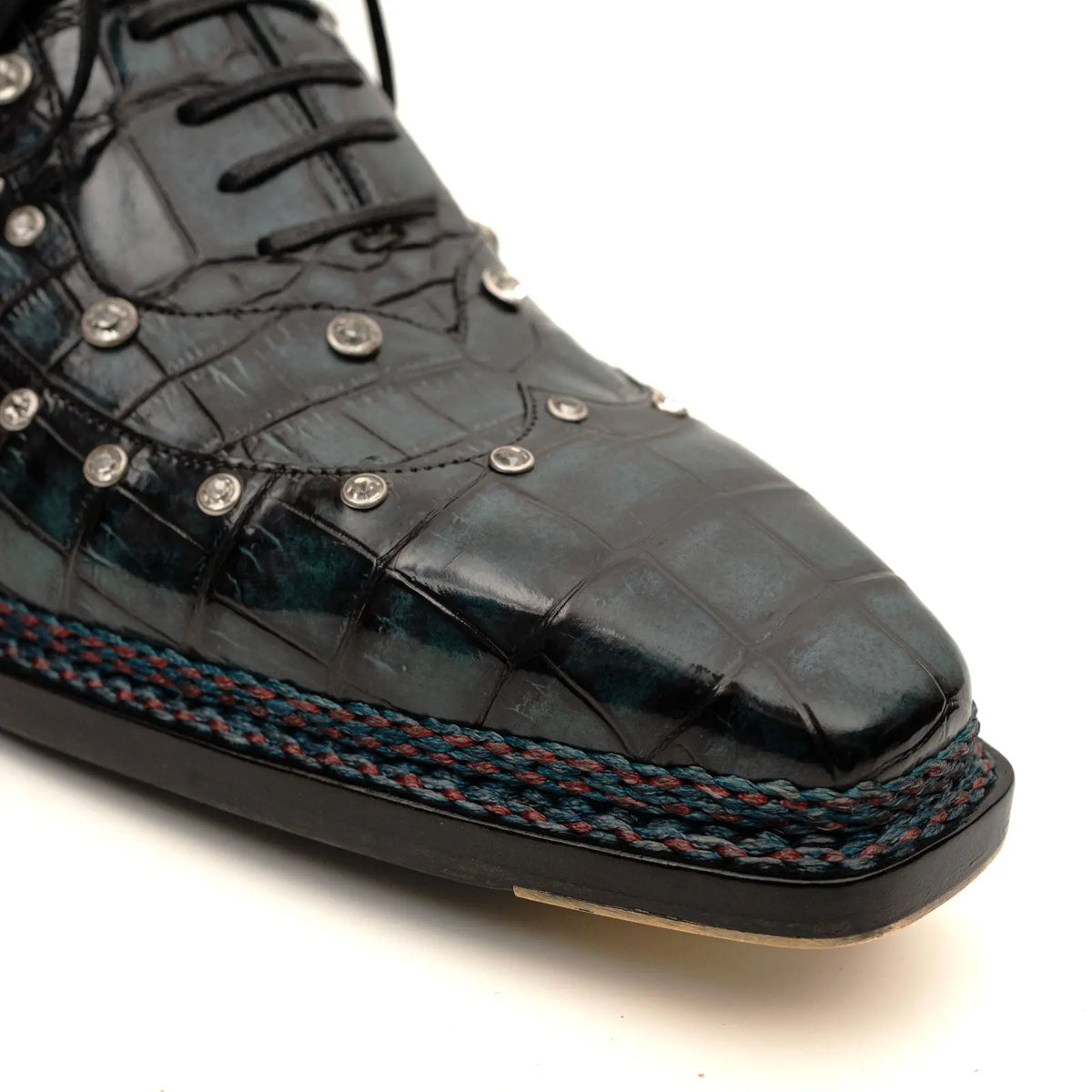 Black Crocodile Norwegian Oxford Shoes DIVINCH