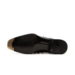 Black Crocodile Norwegian Oxford Shoes DIVINCH