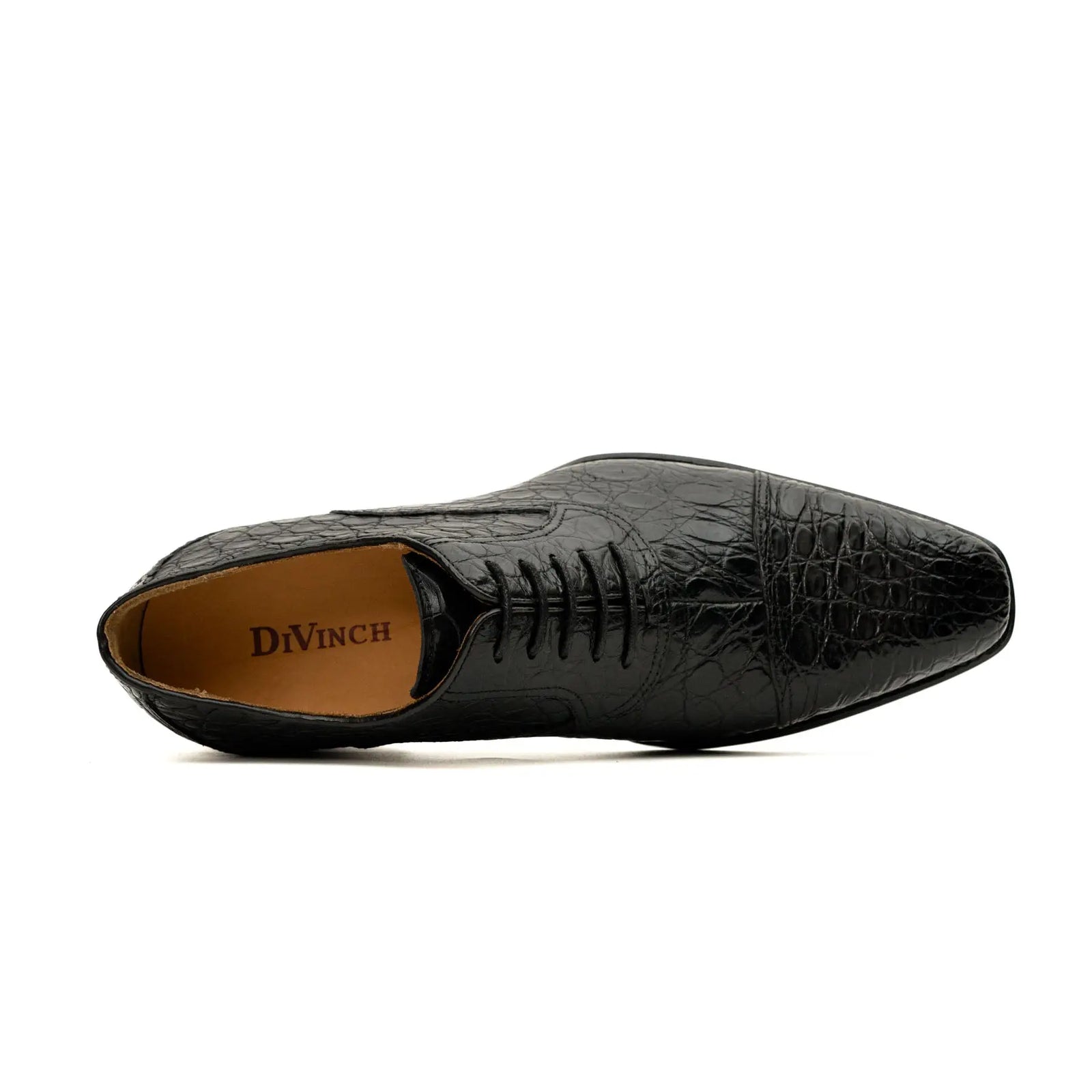 Black Crocodile-Textured Dress Shoe DIVINCH