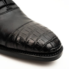 Black Crocodile-Textured Oxford DIVINCH