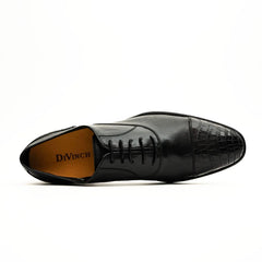 Black Crocodile-Textured Oxford DIVINCH