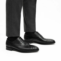 Black Crocodile-Textured Oxford
