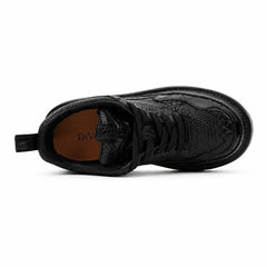 Sneaker con plateau nero effetto coccodrillo
