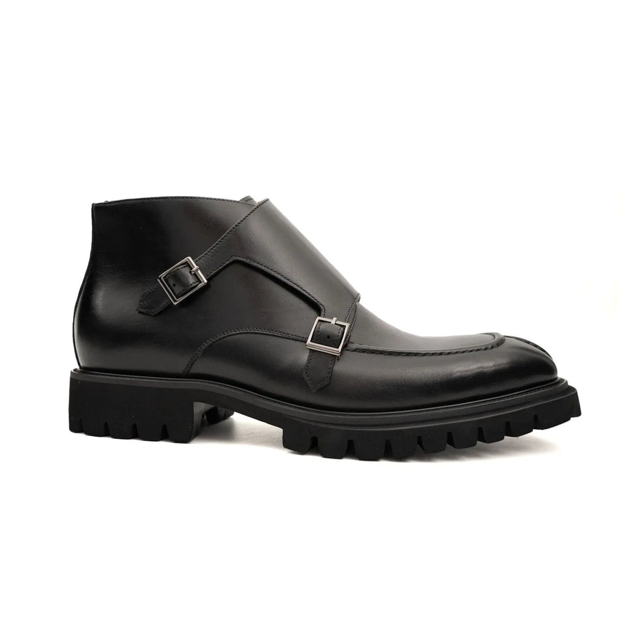 Black Double Monk Combat Boot