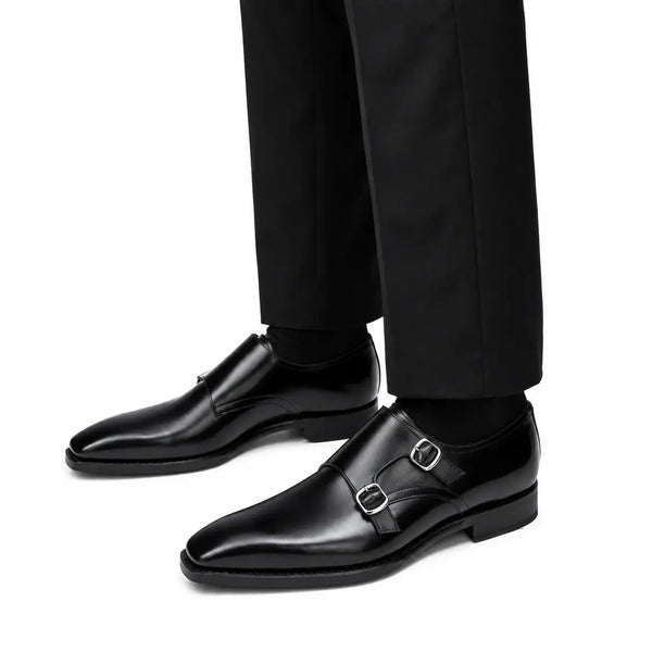 Black Double Monk Strap
