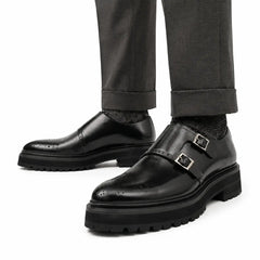 Chaussure lift à double monk en noir