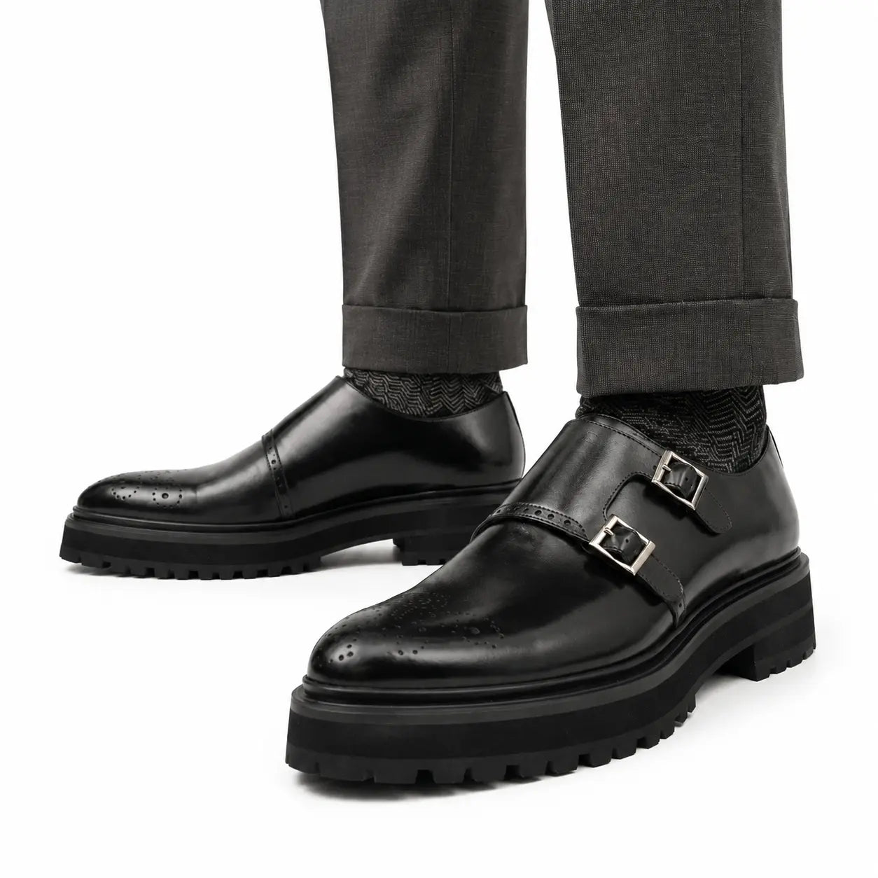 Chaussure lift à double monk en noir