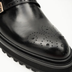 Black Dual-Buckle Chunky Sole Brogues Divinch