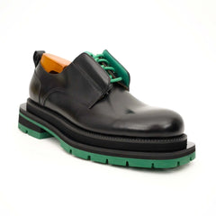 Black Green Lug Sole Derby Shoes DIVINCH