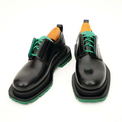 Black Green Lug Sole Derby Shoes DIVINCH