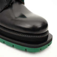 Black Green Lug Sole Derby Shoes DIVINCH
