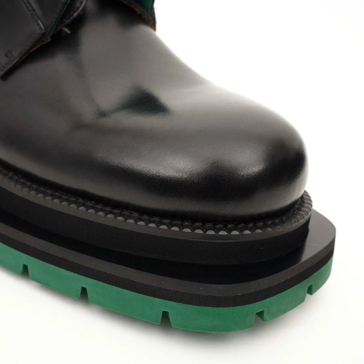 Black Green Lug Sole Derby Shoes DIVINCH