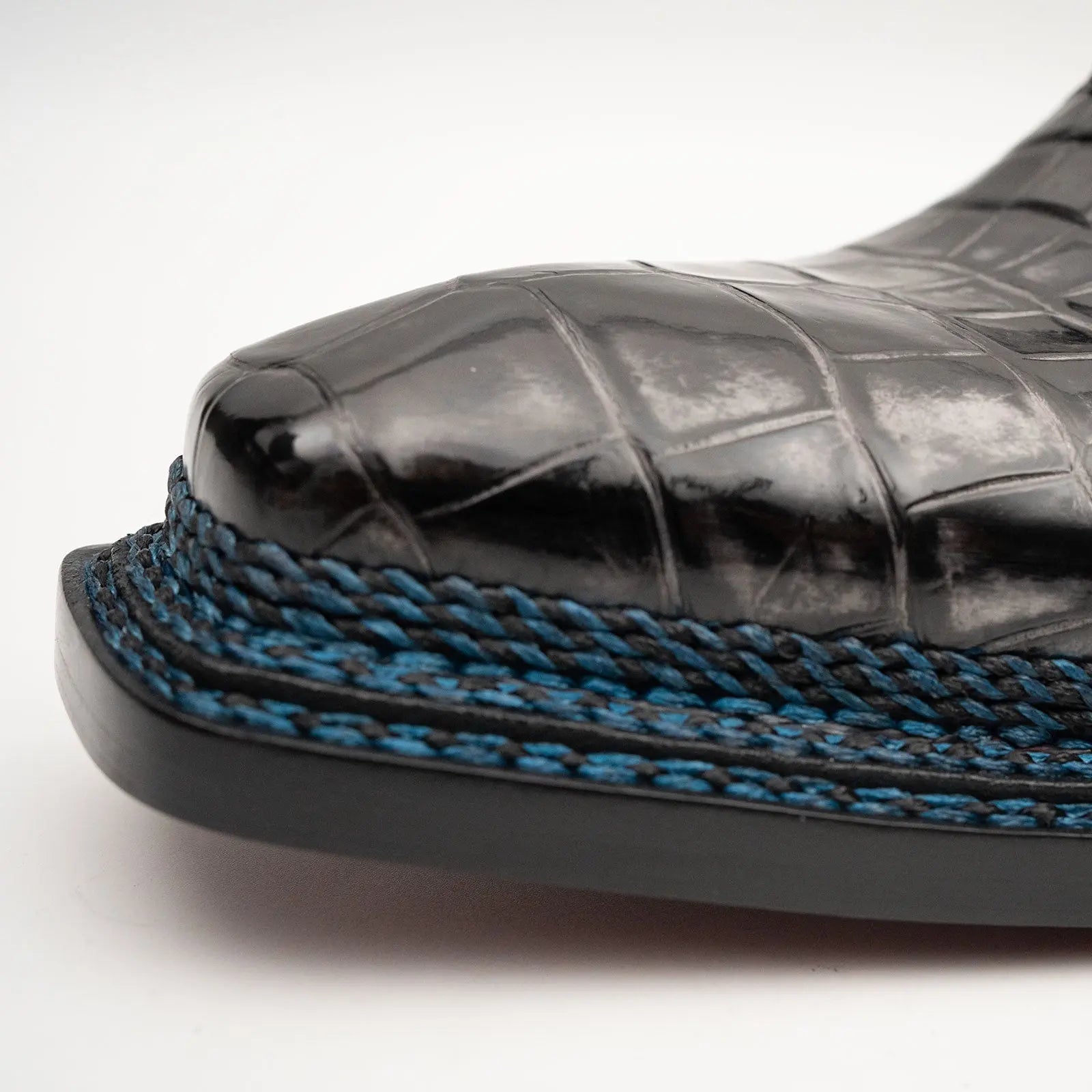 Black Grey Crocodile Oxford Shoes Goodyear Norwegian 8018 DIVINCH