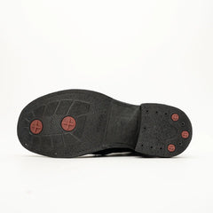 Black Horsehide Cap-Toe Combat Boots
