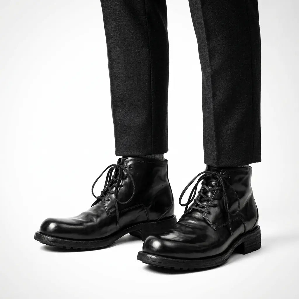Black Horsehide Chukka Combat Boots