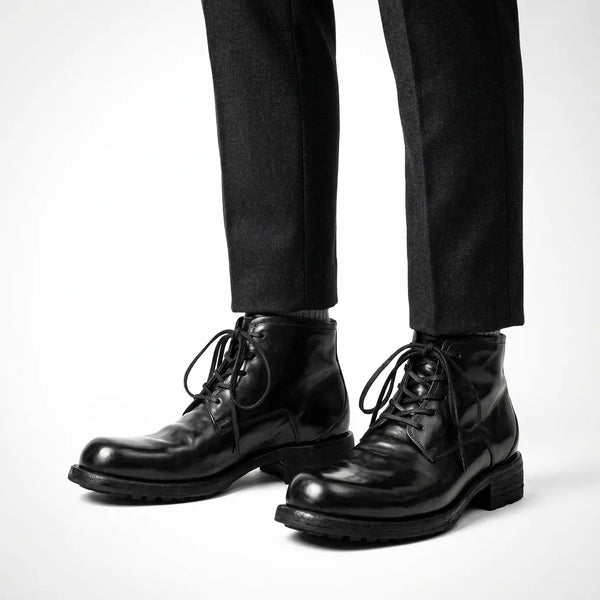 Black Horsehide Chukka Combat Boots