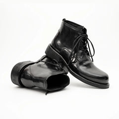 Black Horsehide Chukka Combat Boots