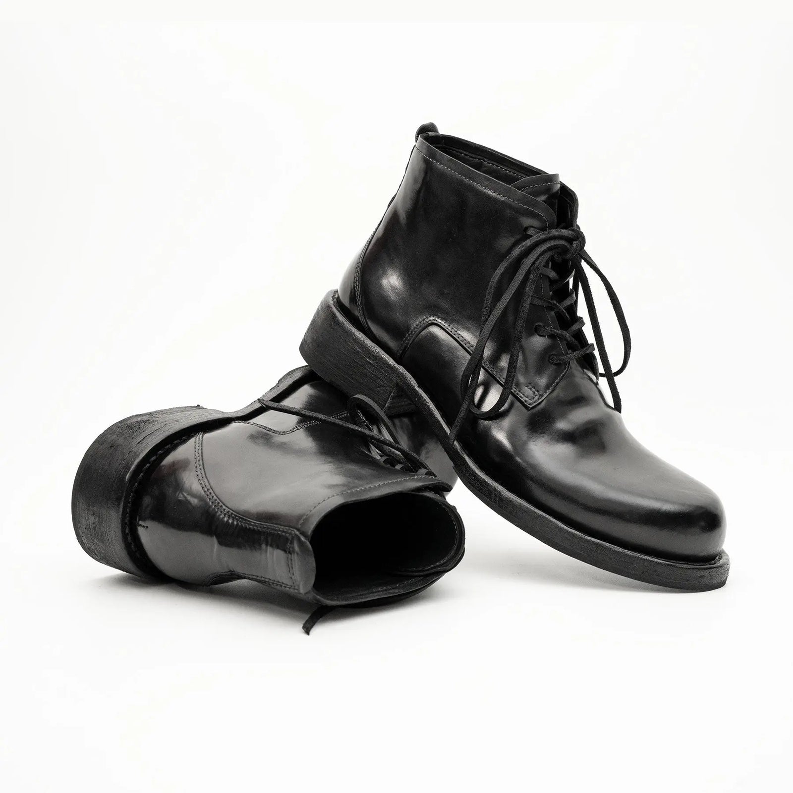 Black Horsehide Chukka Combat Boots