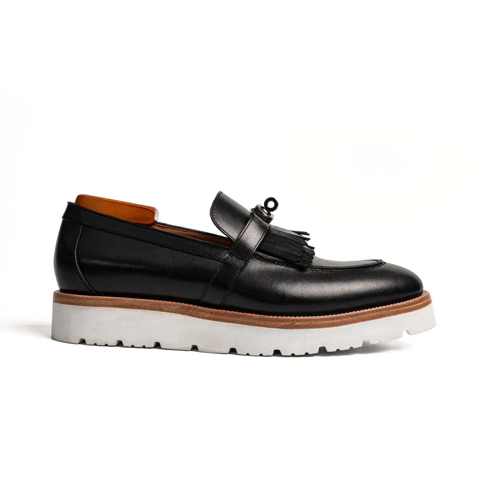 Black Kiltie Buckle XL Sole Loafers Divinch