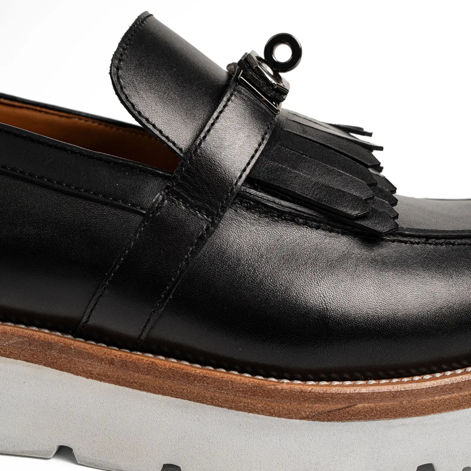 Black Kiltie Buckle XL Sole Loafers Divinch