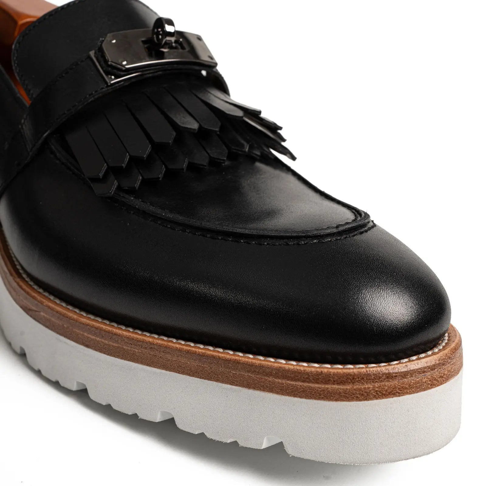 Black Kiltie Buckle XL Sole Loafers Divinch