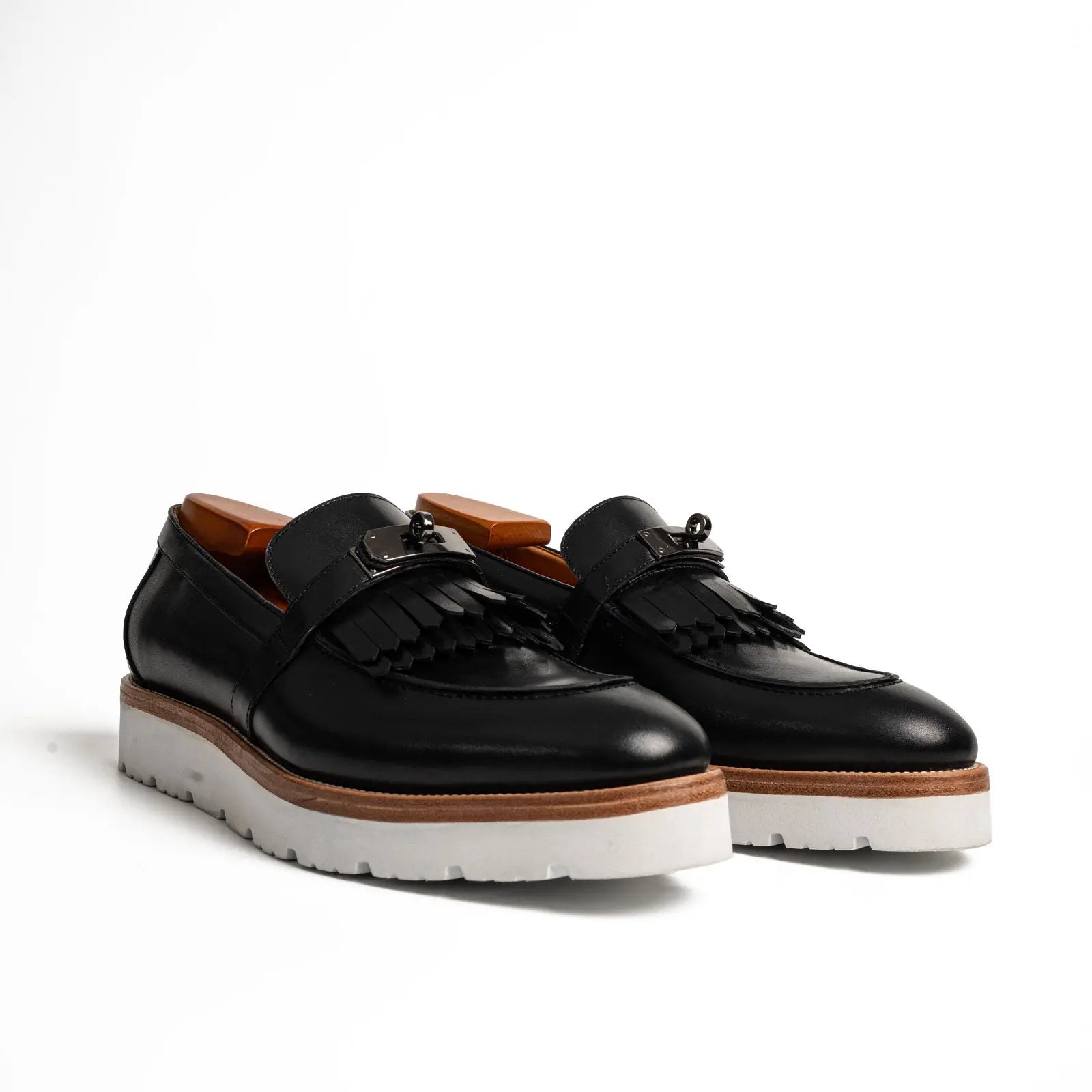 Black Kiltie Buckle XL Sole Loafers Divinch
