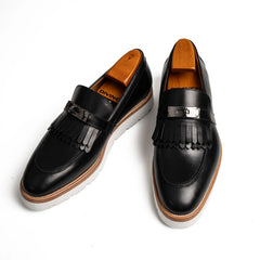 Black Kiltie Buckle XL Sole Loafers Divinch