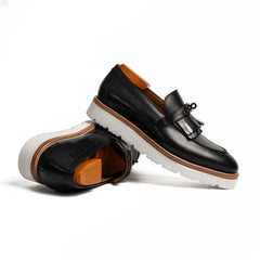 Black Kiltie Buckle XL Sole Loafers Divinch