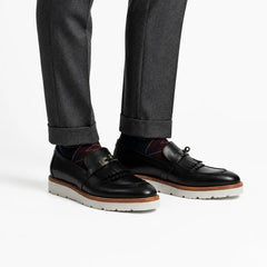 Black Kiltie Buckle XL Sole Loafers