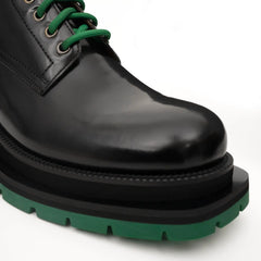 Black Lace-Up Boots with Green Sole DIVINCH