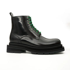 Black Leather Boots with Green Laces DIVINCH