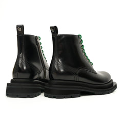 Black Leather Boots with Green Laces DIVINCH