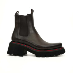 Black Leather Chelsea Lug Sole Boots DIVINCH