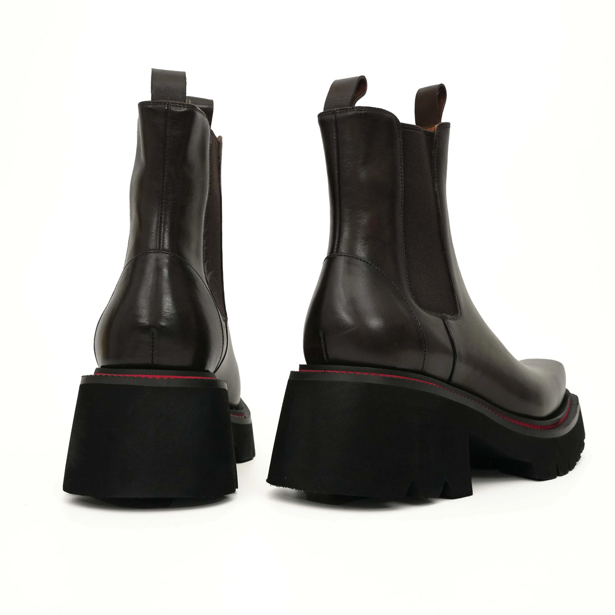 Black Leather Chelsea Lug Sole Boots DIVINCH