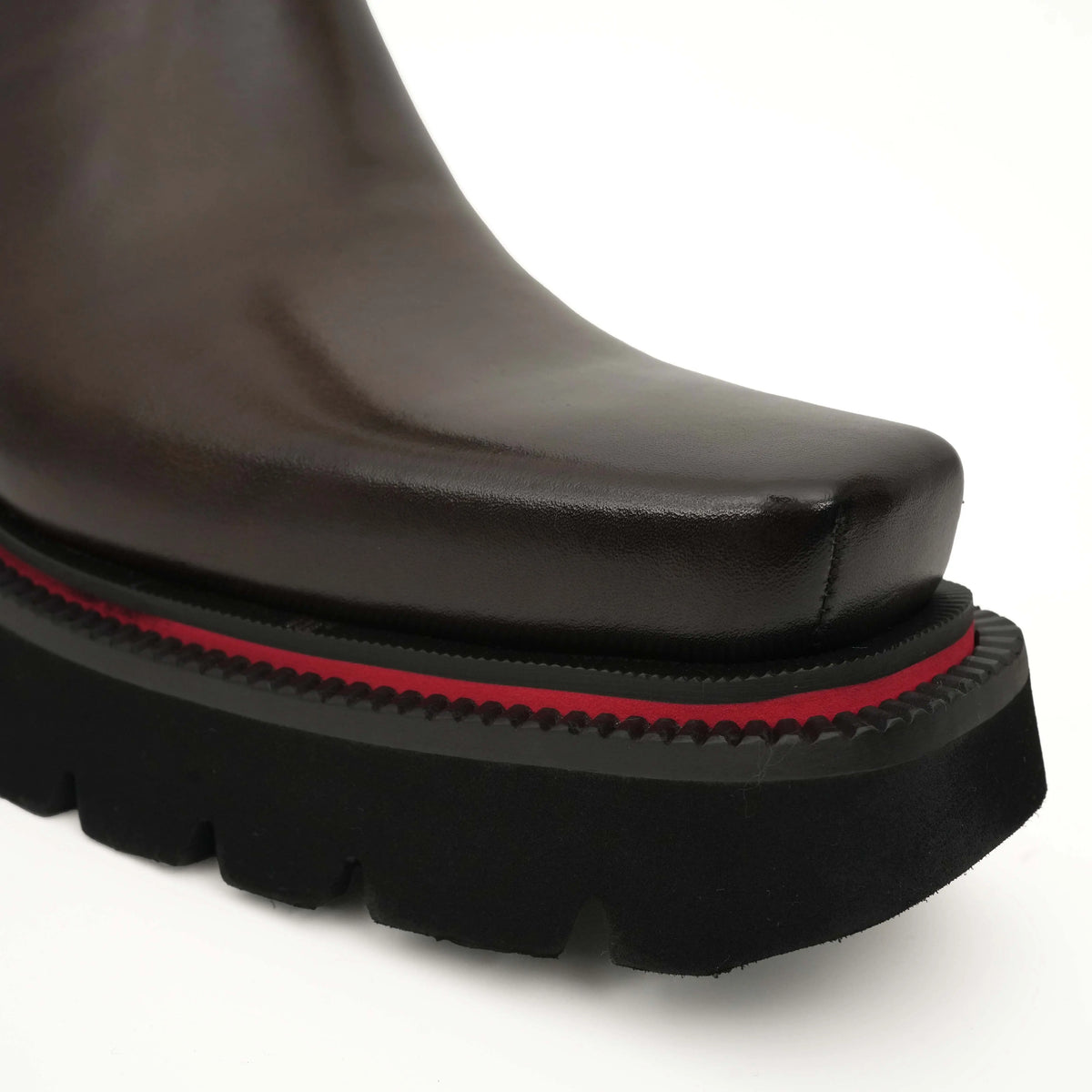 Black Leather Chelsea Lug Sole Boots DIVINCH