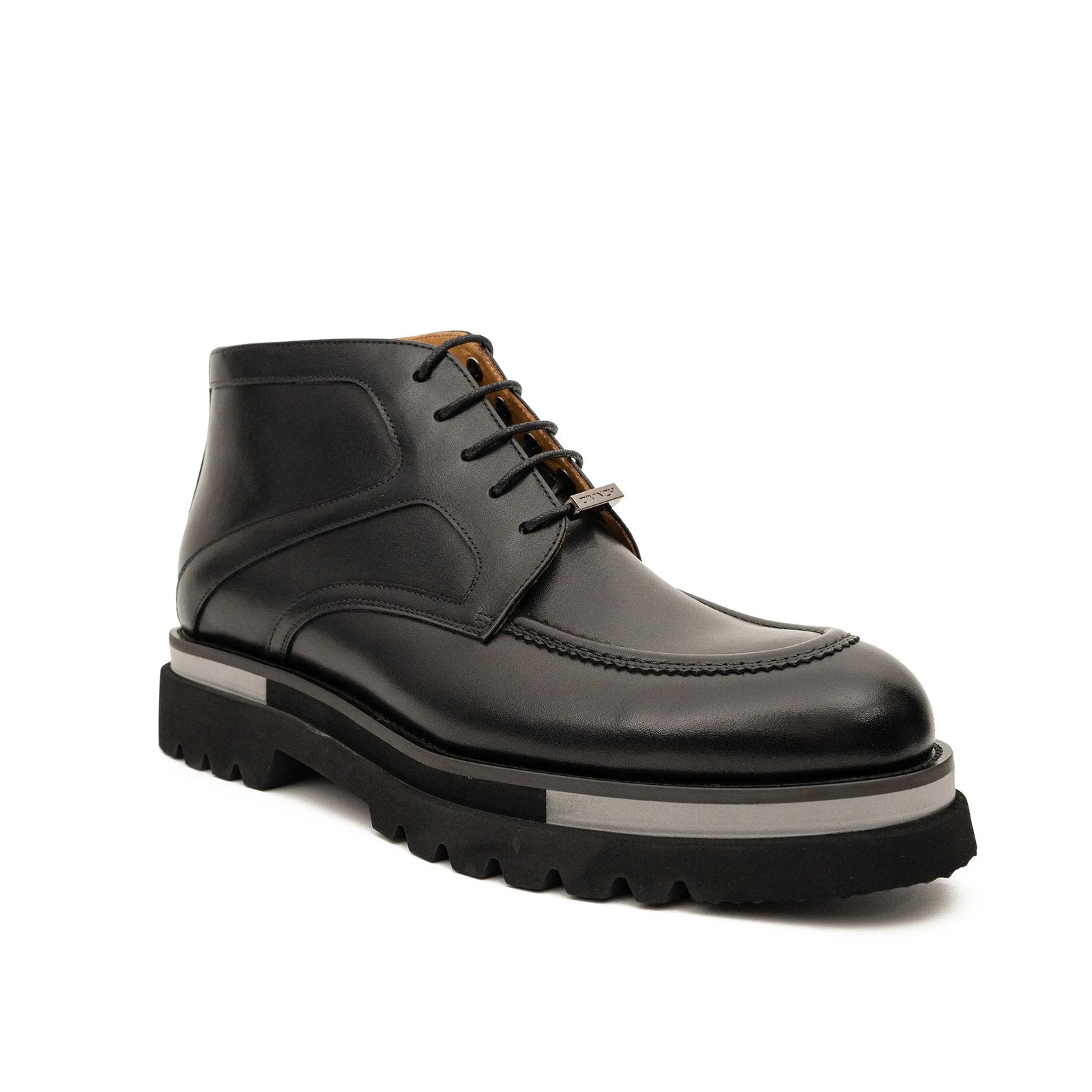 DIVINCH 6208B black leather lace-up ankle boots three quarter view