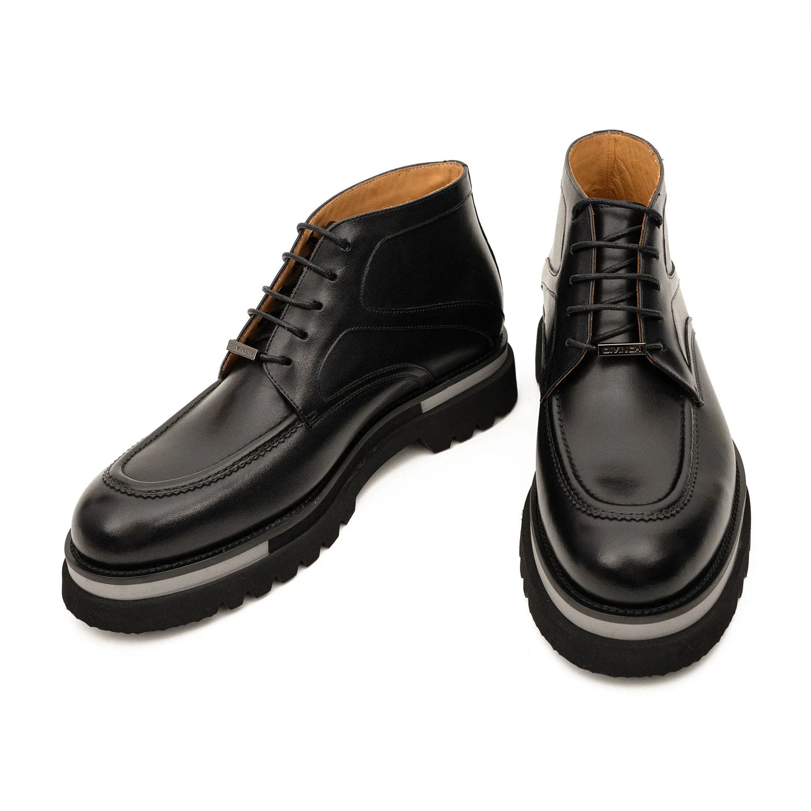 DIVINCH 6208B black leather lace-up ankle boots top pair view