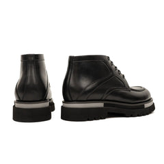 DIVINCH 6208B black leather lace-up ankle boots rear pair view