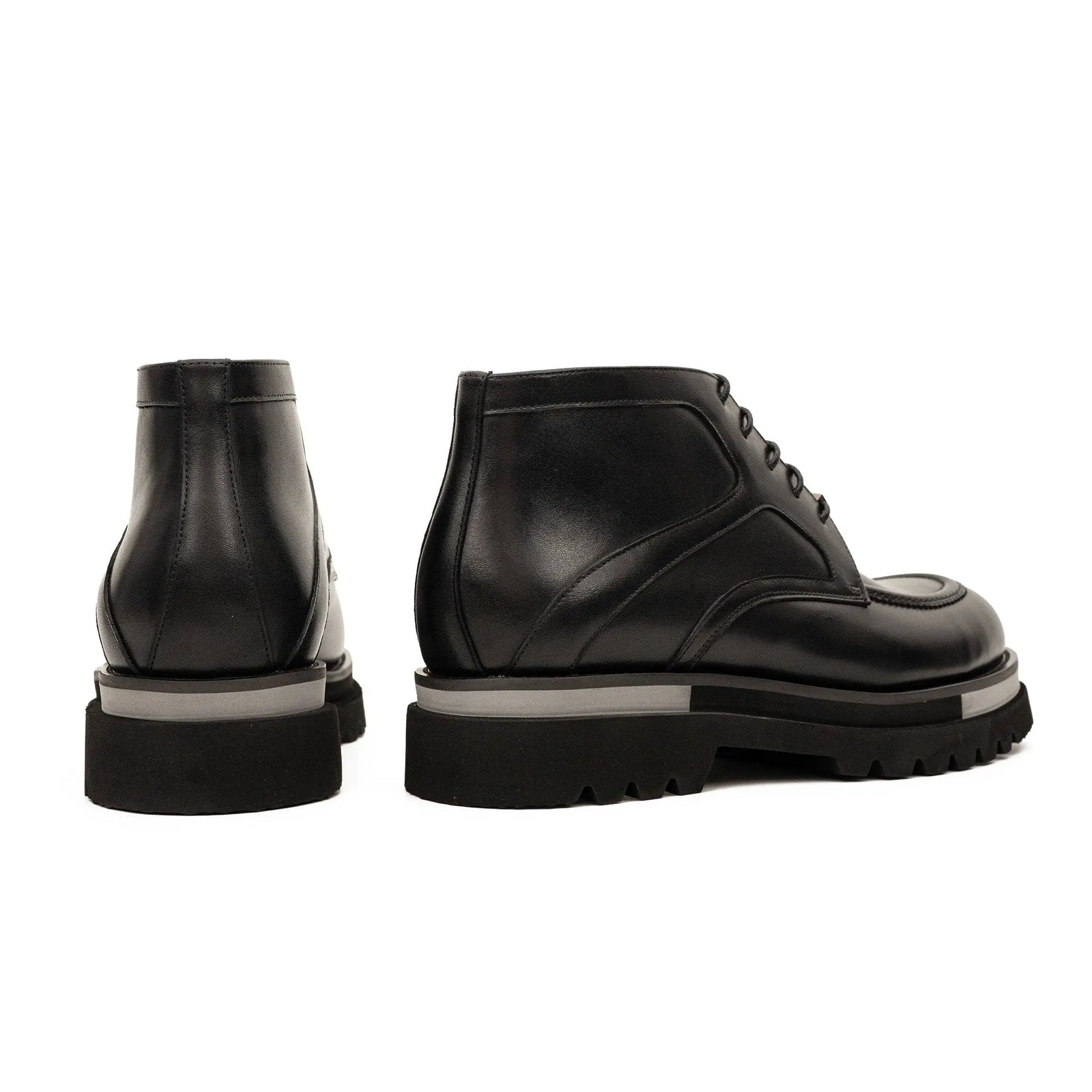 DIVINCH 6208B black leather lace-up ankle boots rear pair view