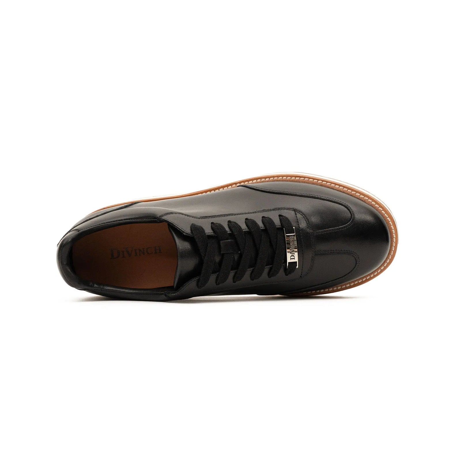 DIVINCH 6301B black lace-up shoes top view with lining