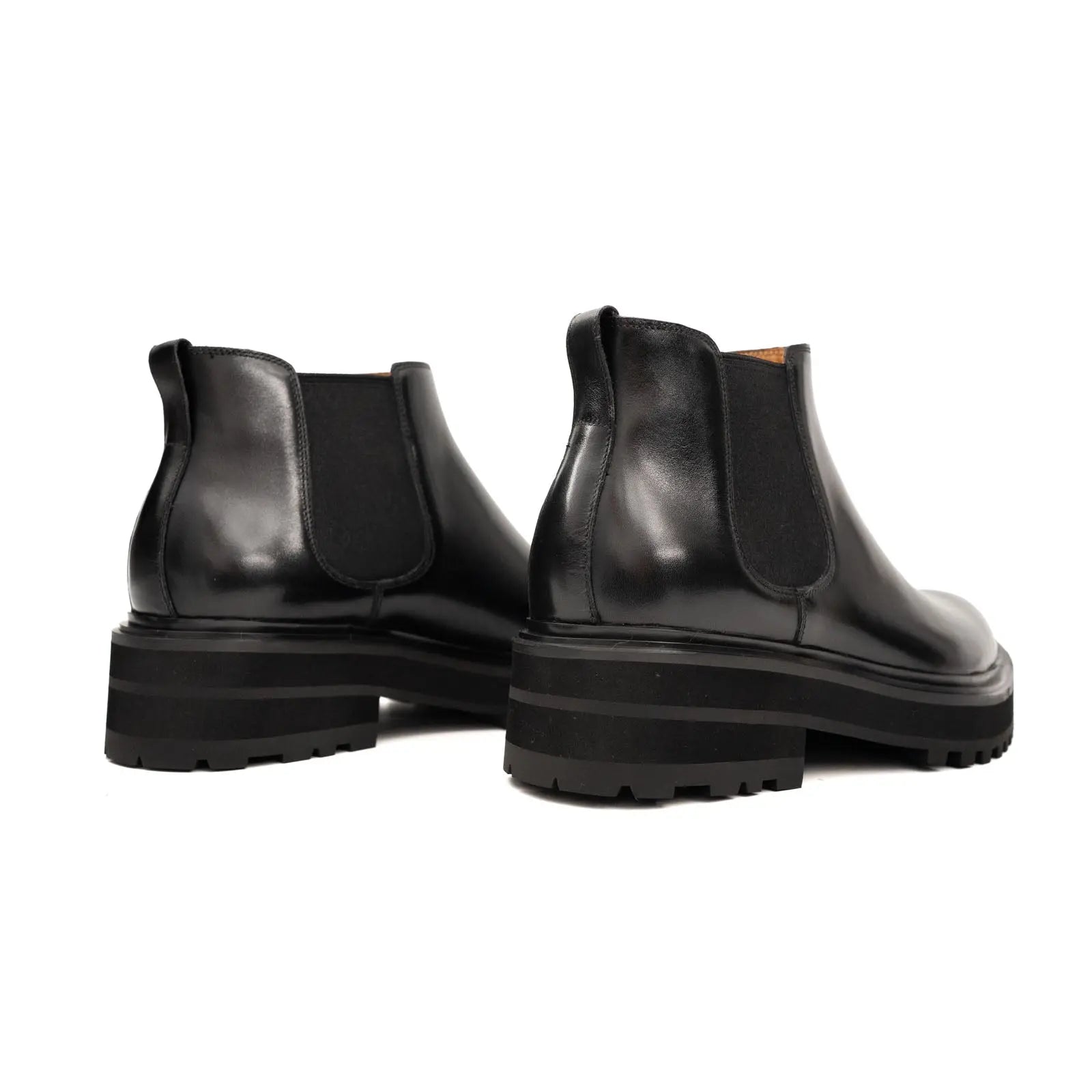 Black Leather Platform Chelsea DIVINCH