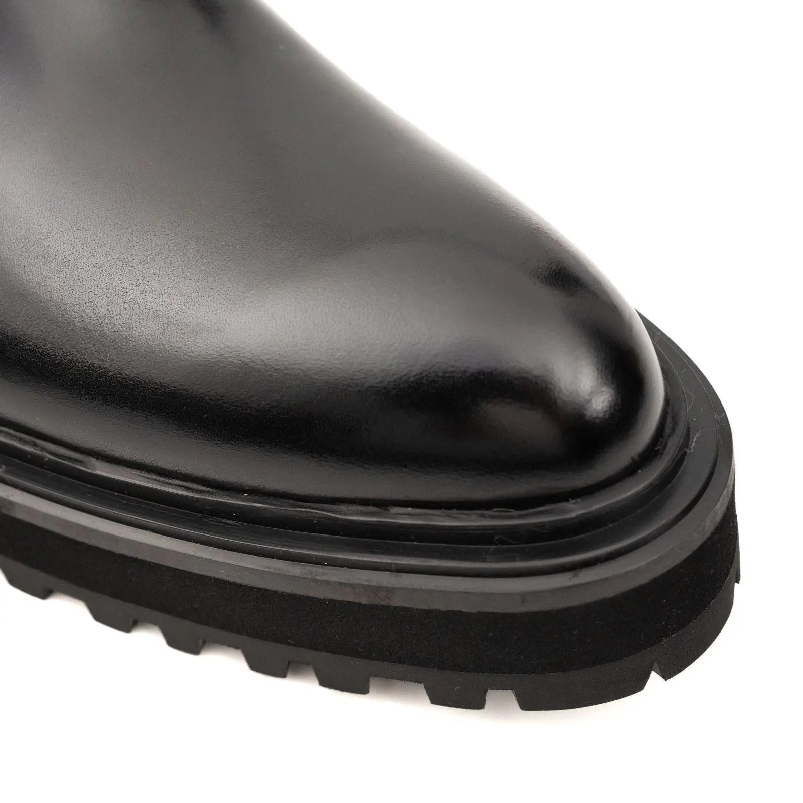 Black Leather Platform Chelsea DIVINCH