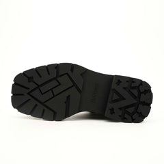 Black Leather Side-Zip Lug Sole Boots DIVINCH