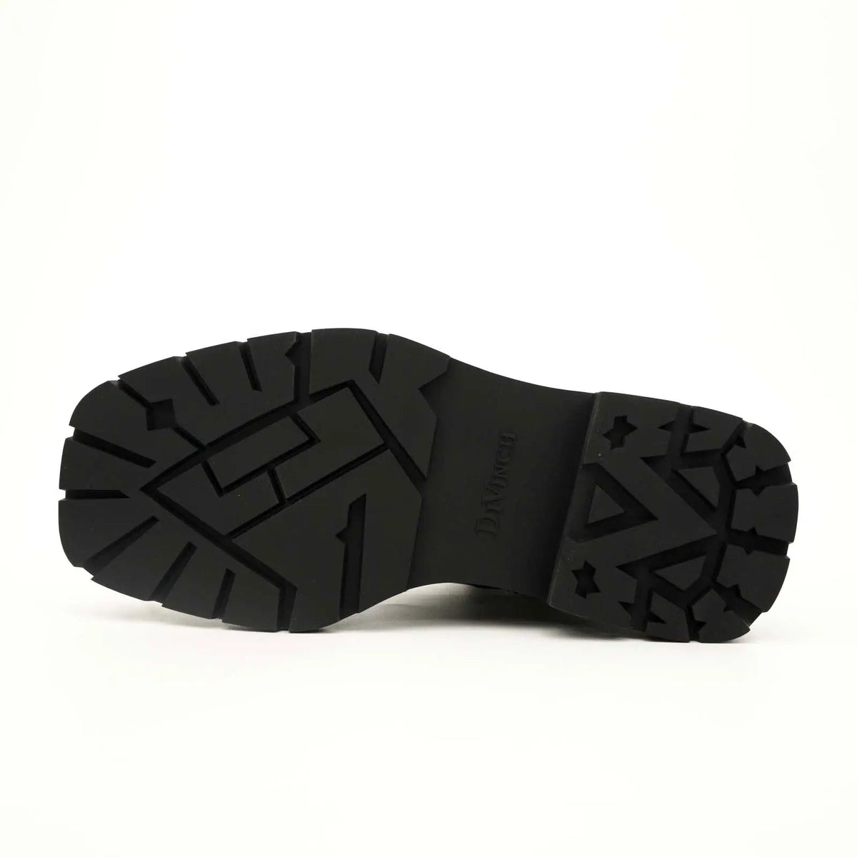 Black Leather Side-Zip Lug Sole Boots DIVINCH