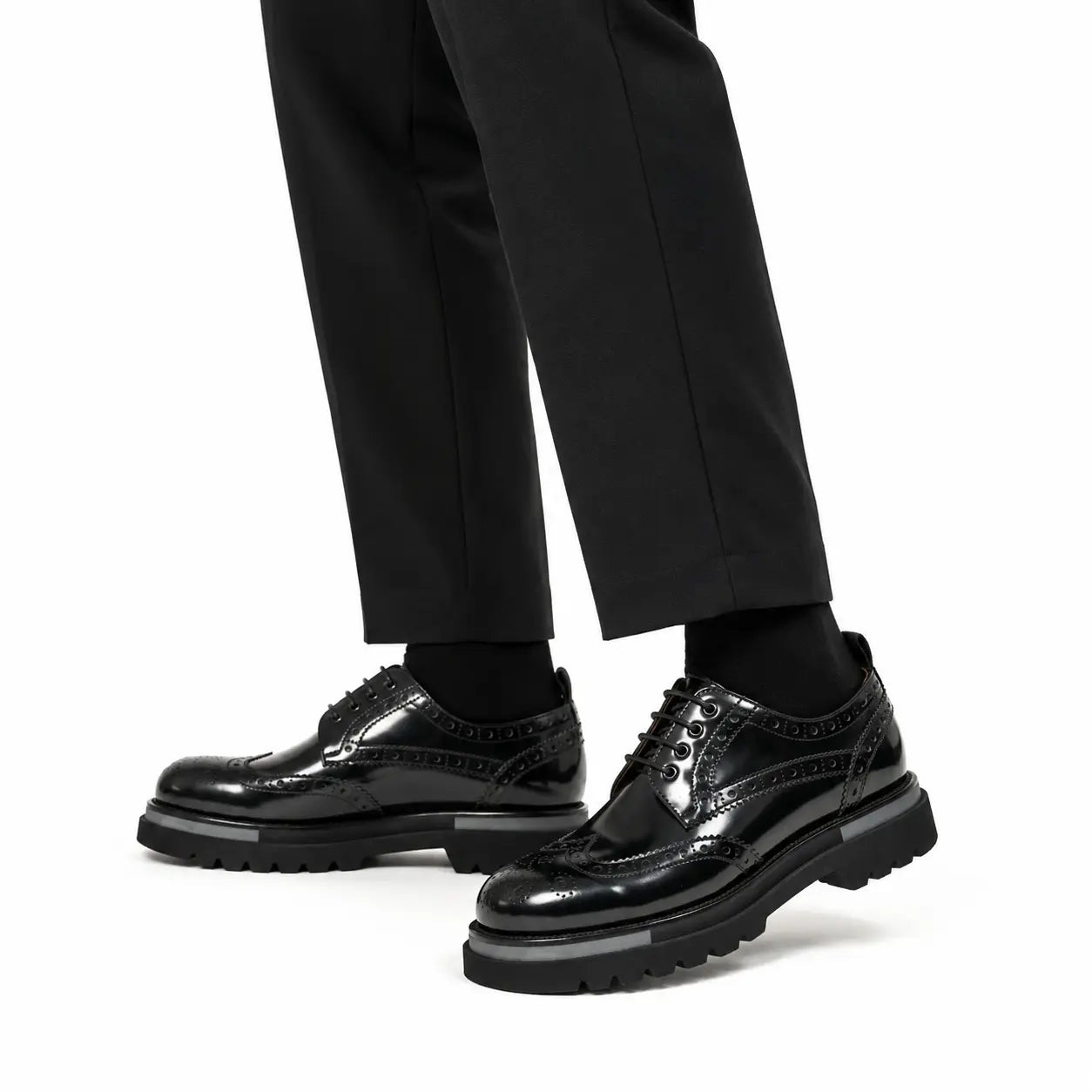 Black Lug Sole Brogue Derby