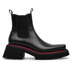 DIVINCH 5036B black lug sole Chelsea boots white background side view